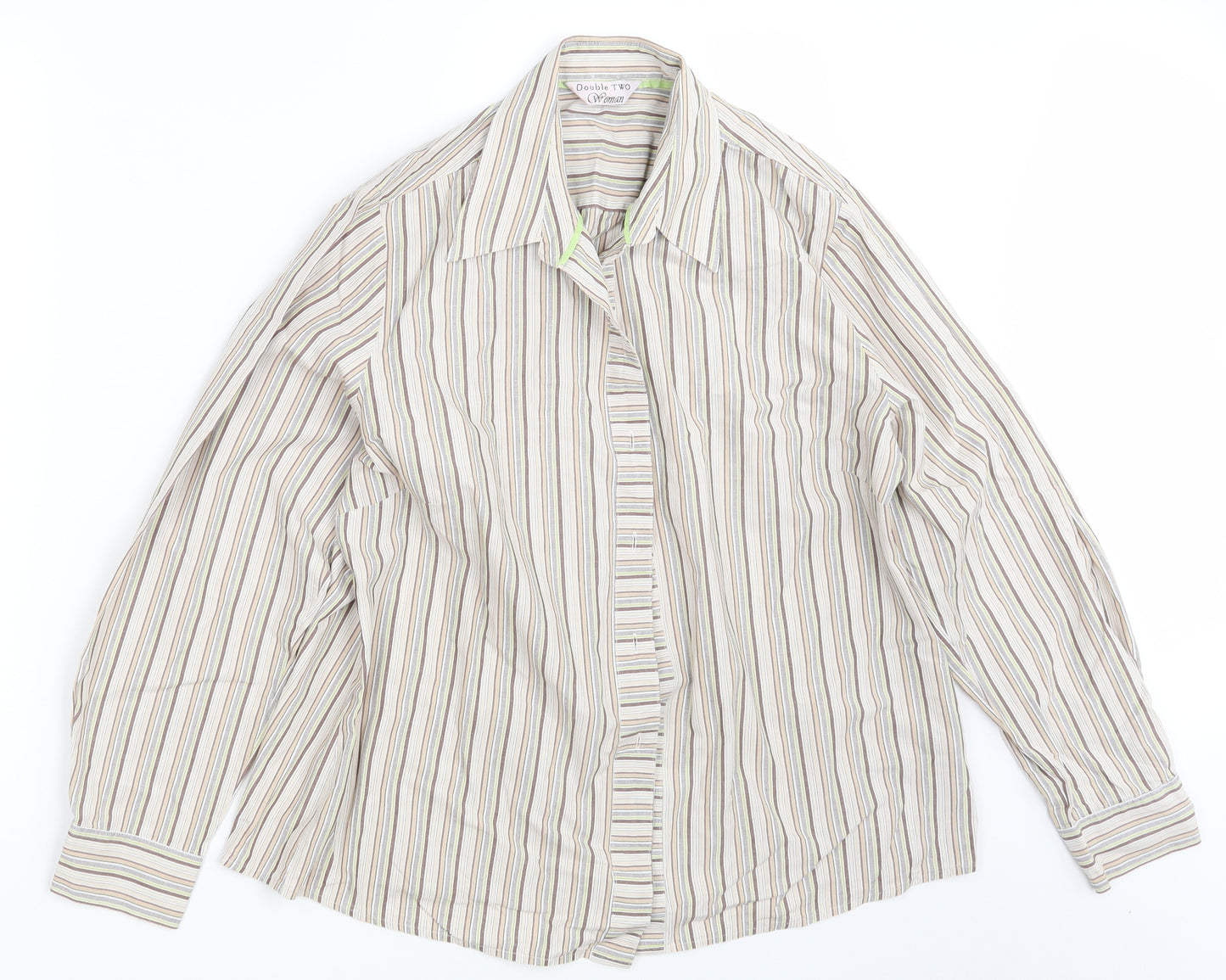 Double TWO Womens Multicoloured Striped  Basic Button-Up Size 16
