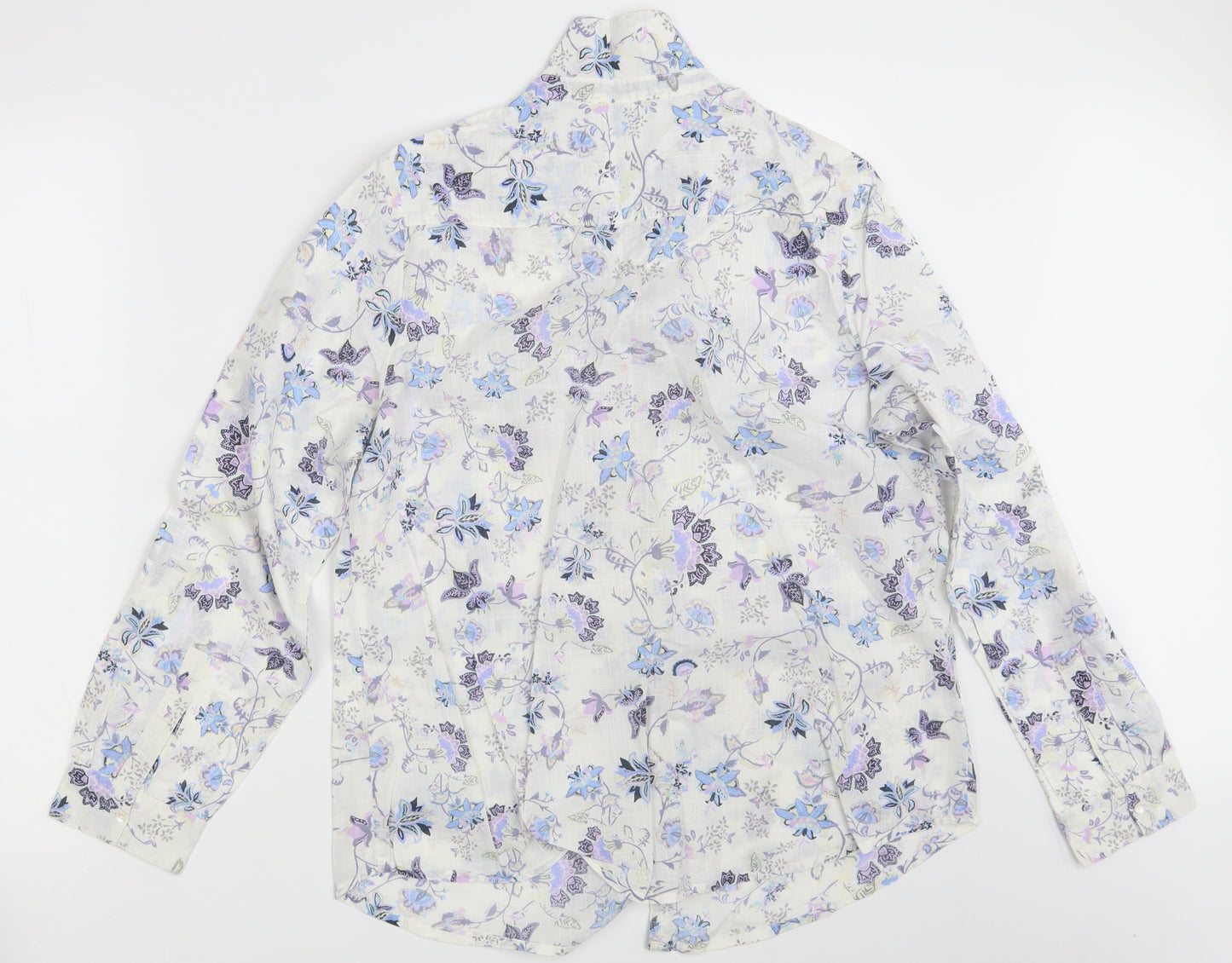 Monsoon Womens White Floral  Basic Button-Up Size 14