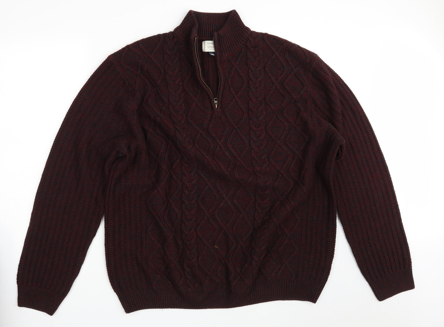 George Mens Purple  Knit Pullover Jumper Size 2XL