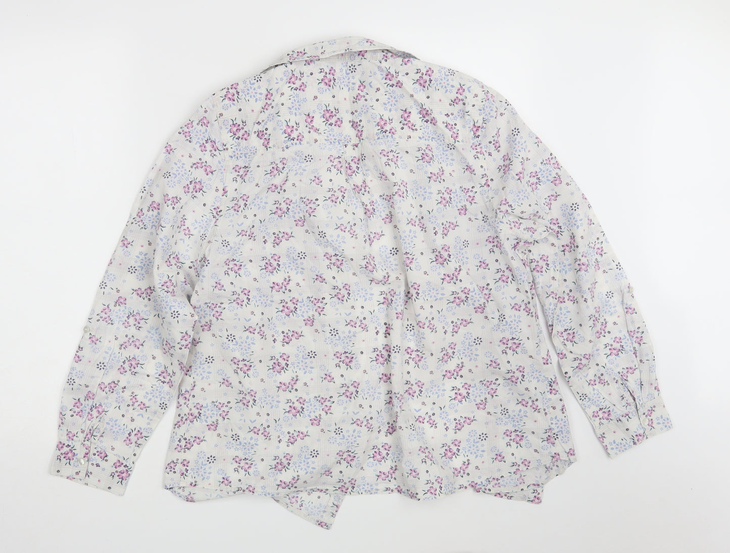 M & Co. Womens Pink Floral  Basic Button-Up Size 16