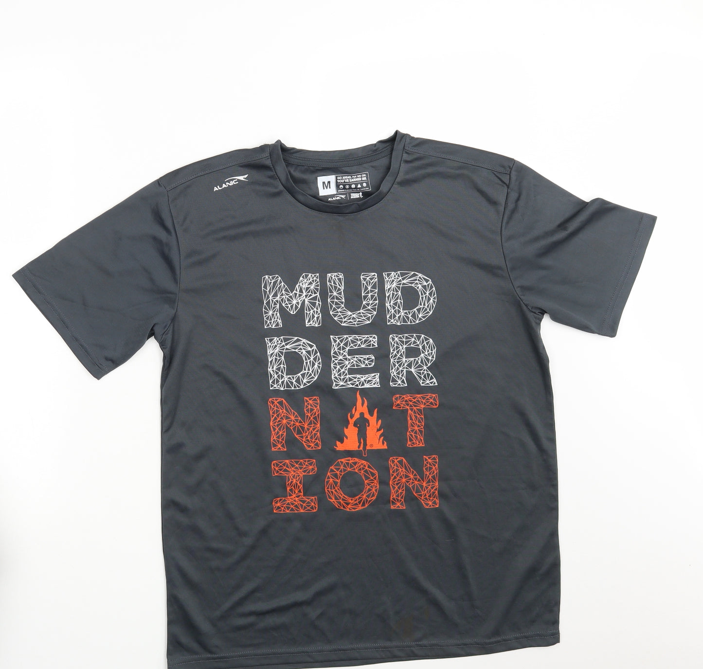 Alanic Mens Grey   Basic T-Shirt Size M  - MUDDER NATION