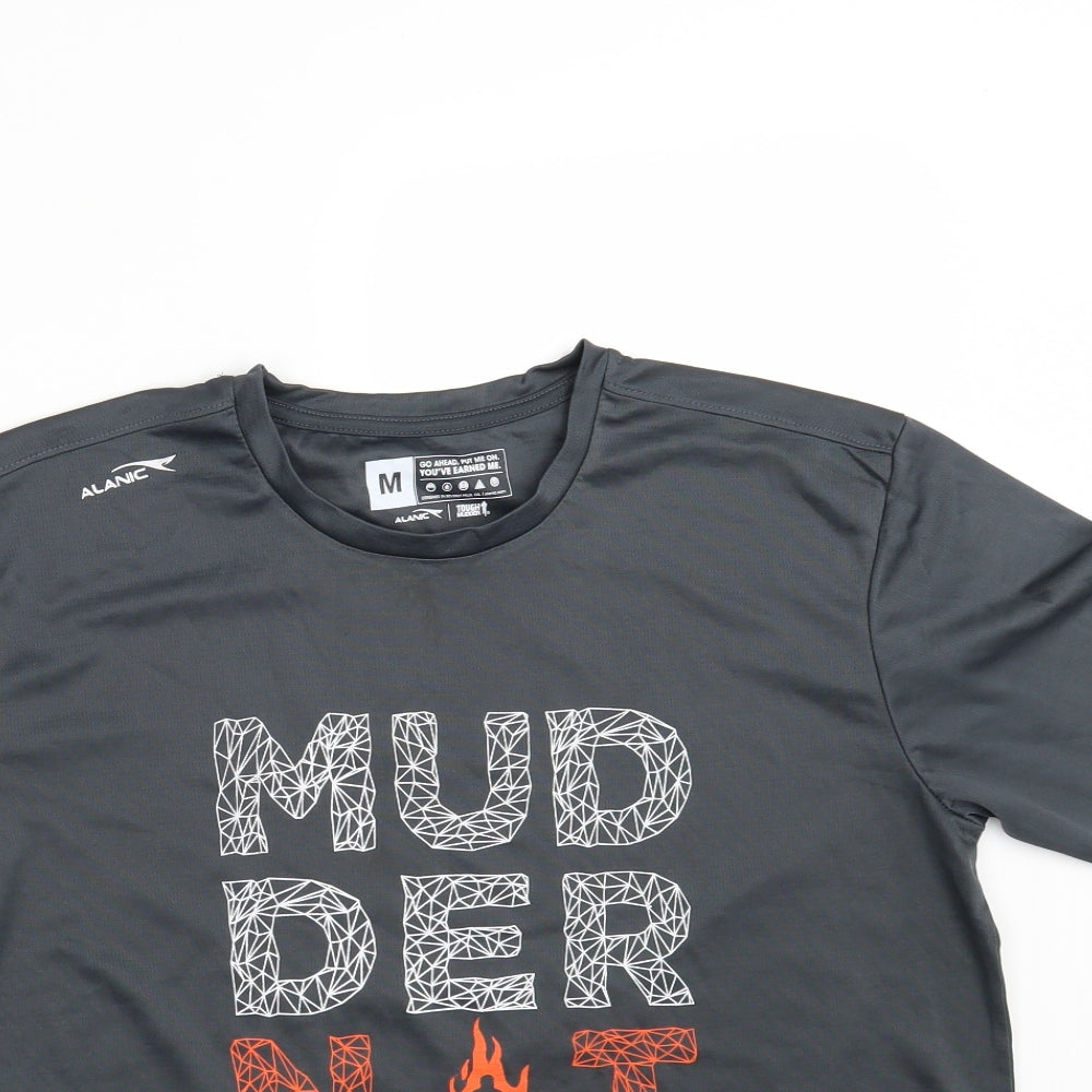 Alanic Mens Grey   Basic T-Shirt Size M  - MUDDER NATION