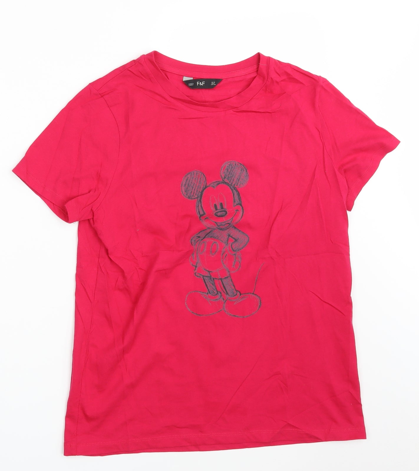 F&F Womens Pink   Basic T-Shirt Size 12  - Disney