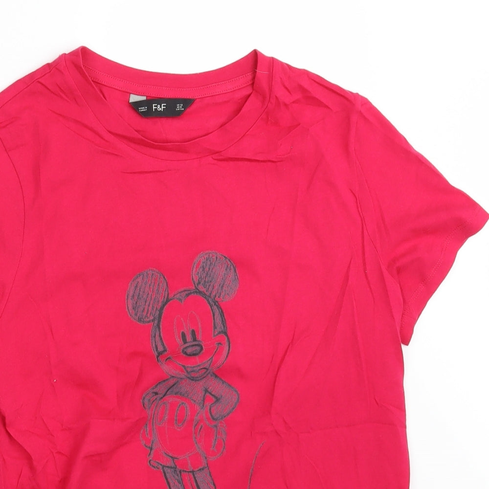 F&F Womens Pink   Basic T-Shirt Size 12  - Disney