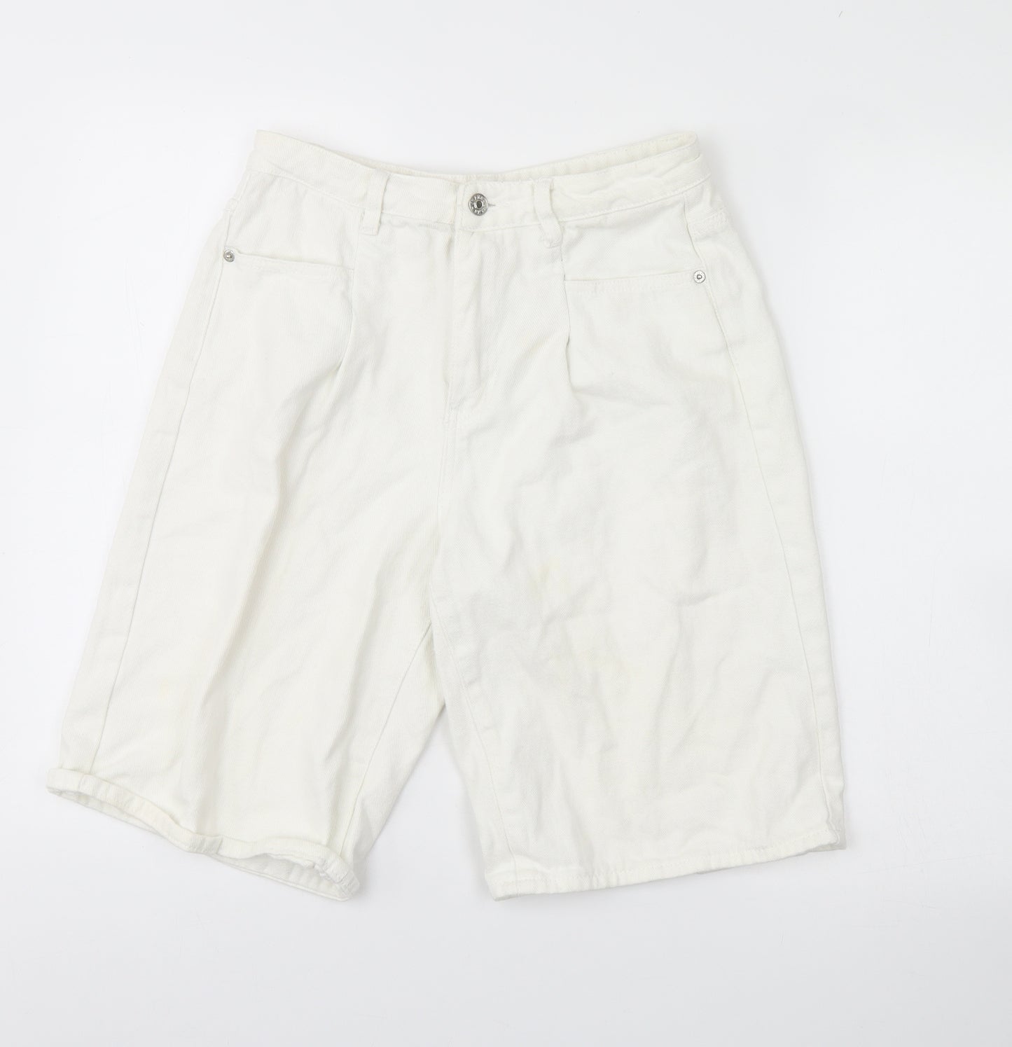 Shein  Womens White  Denim Boyfriend Shorts Size M