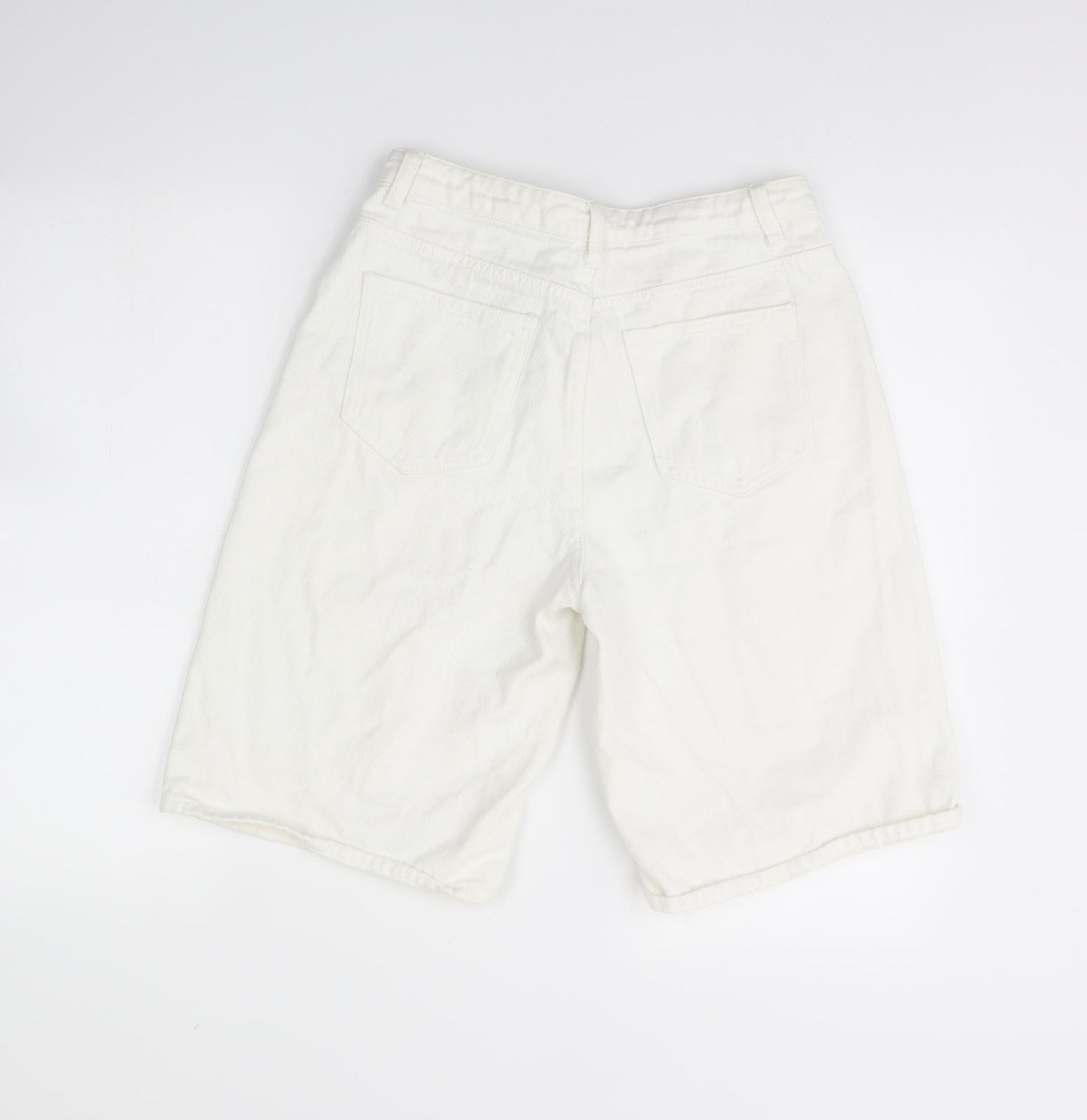 Shein  Womens White  Denim Boyfriend Shorts Size M