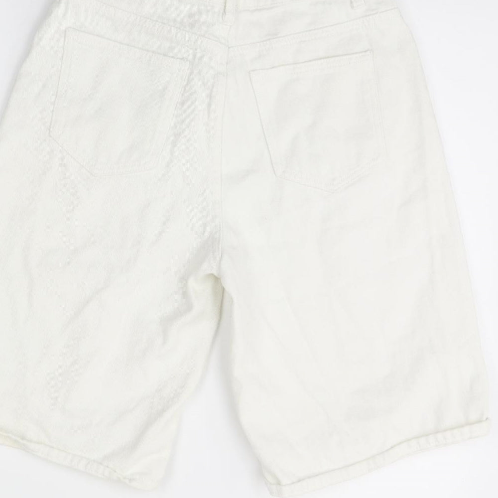 Shein  Womens White  Denim Boyfriend Shorts Size M