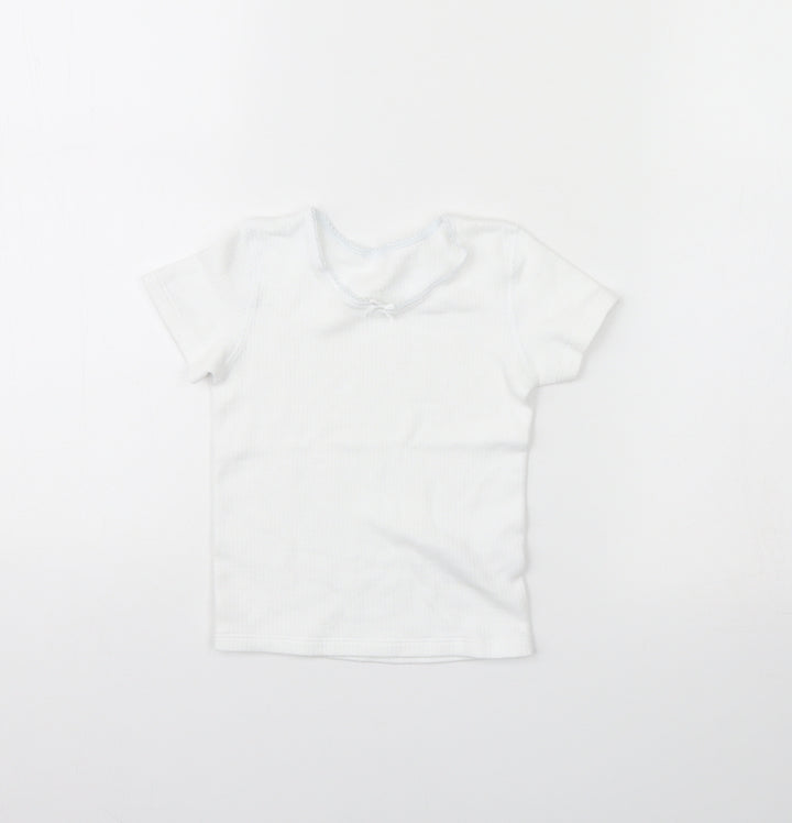 M&S Girls White   Basic T-Shirt Size 3 Years