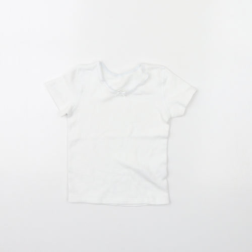 M&S Girls White   Basic T-Shirt Size 3 Years