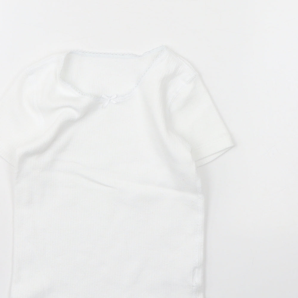 m&s Girls White   Basic T-Shirt Size 4 Years