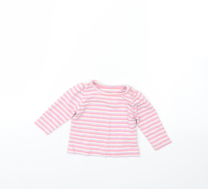 lulipu Girls Purple Striped  Basic T-Shirt Size 3-6 Months