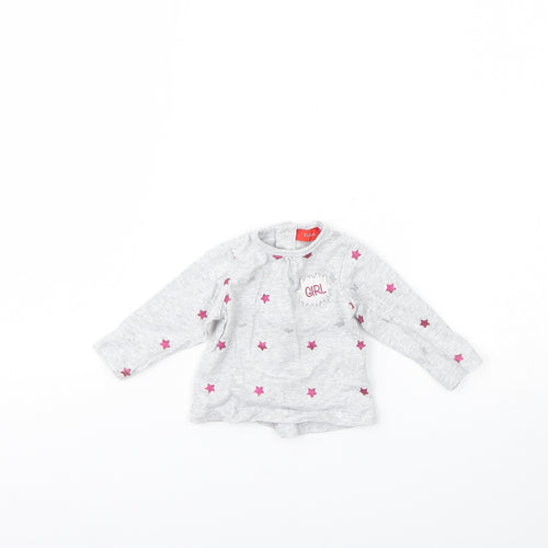 TISSAIA Girls Grey Spotted  Basic T-Shirt Size 3-6 Months