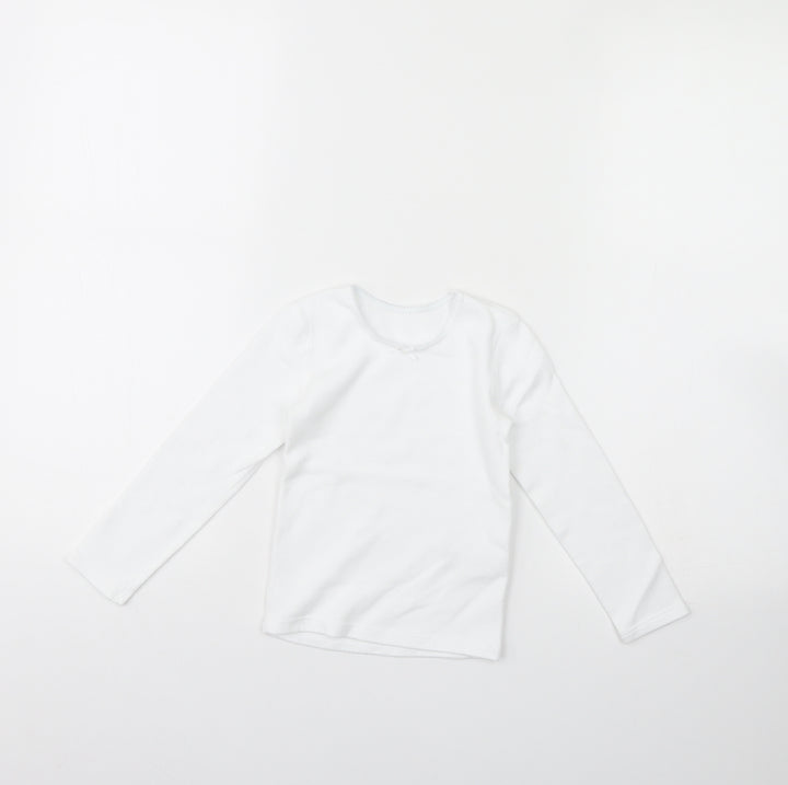 m&s Girls White Basic T-Shirt Size 3 Years