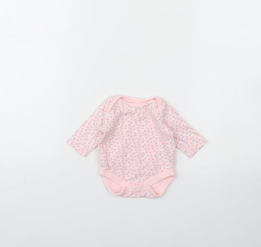 Mothercare Girls Pink Floral  Babygrow One-Piece Size 0-3 Months  - Up to 1 month