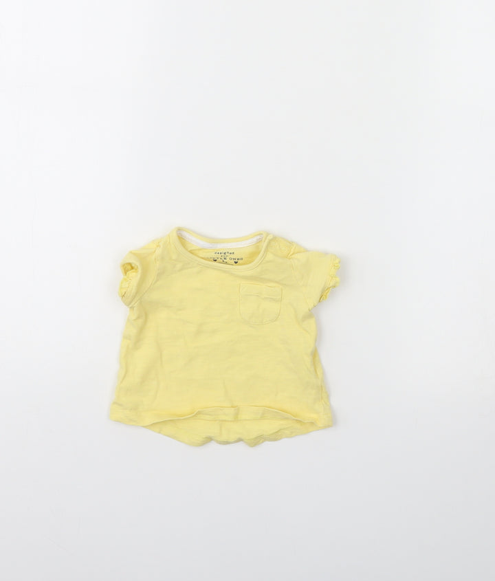 F&F Girls Yellow Basic T-Shirt Size 0-3 Months