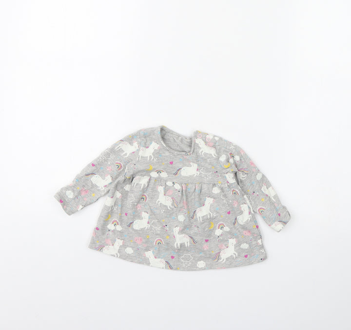 TU  Grey Animal Print  Fit & Flare  Size 3-6 Months  - unicorn