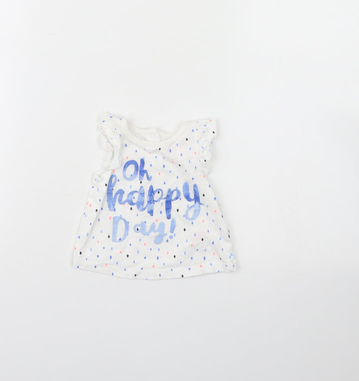 F&F Girls White Polka Dot  Basic Tank Size 0-3 Months  - Oh happy days
