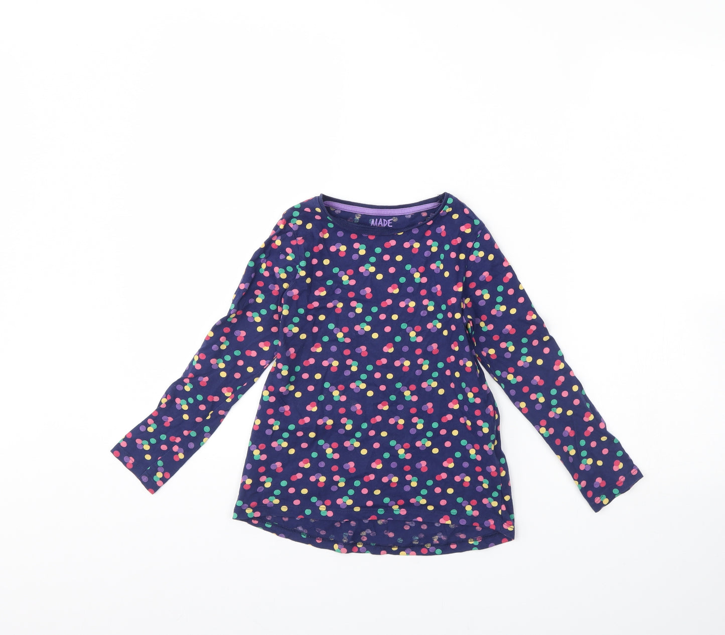 F&F Girls Blue Polka Dot  Basic T-Shirt Size 6 Years