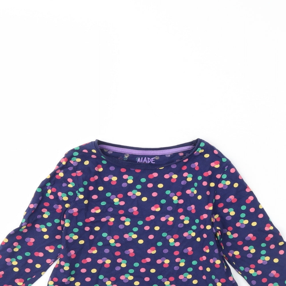 F&F Girls Blue Polka Dot  Basic T-Shirt Size 6 Years