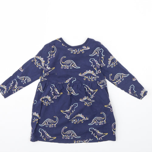 M&S Girls Blue Animal Print  Fit & Flare  Size 18 Months  - Dinosaur
