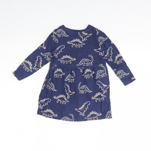 M&S Girls Blue Animal Print  Fit & Flare  Size 18 Months  - Dinosaur