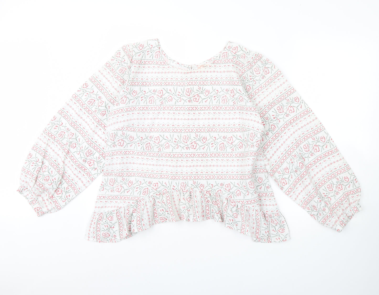 Traffic People Womens White Striped  Basic Blouse Size XL