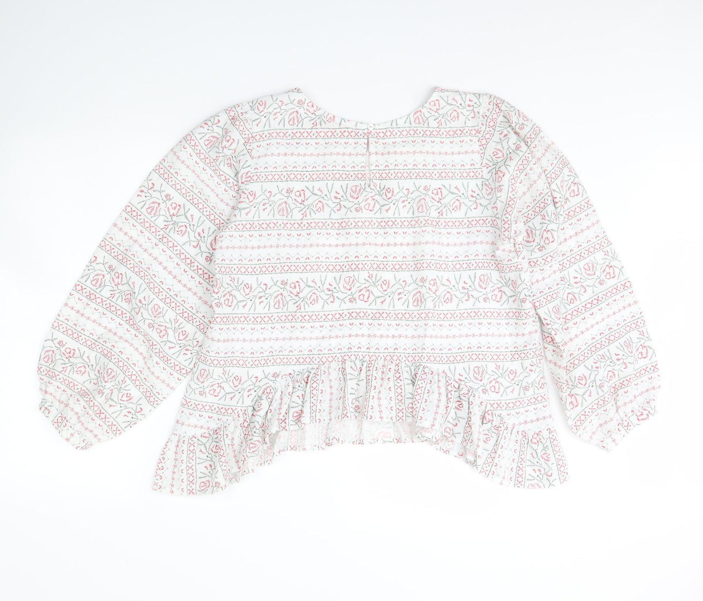 Traffic People Womens White Striped  Basic Blouse Size XL