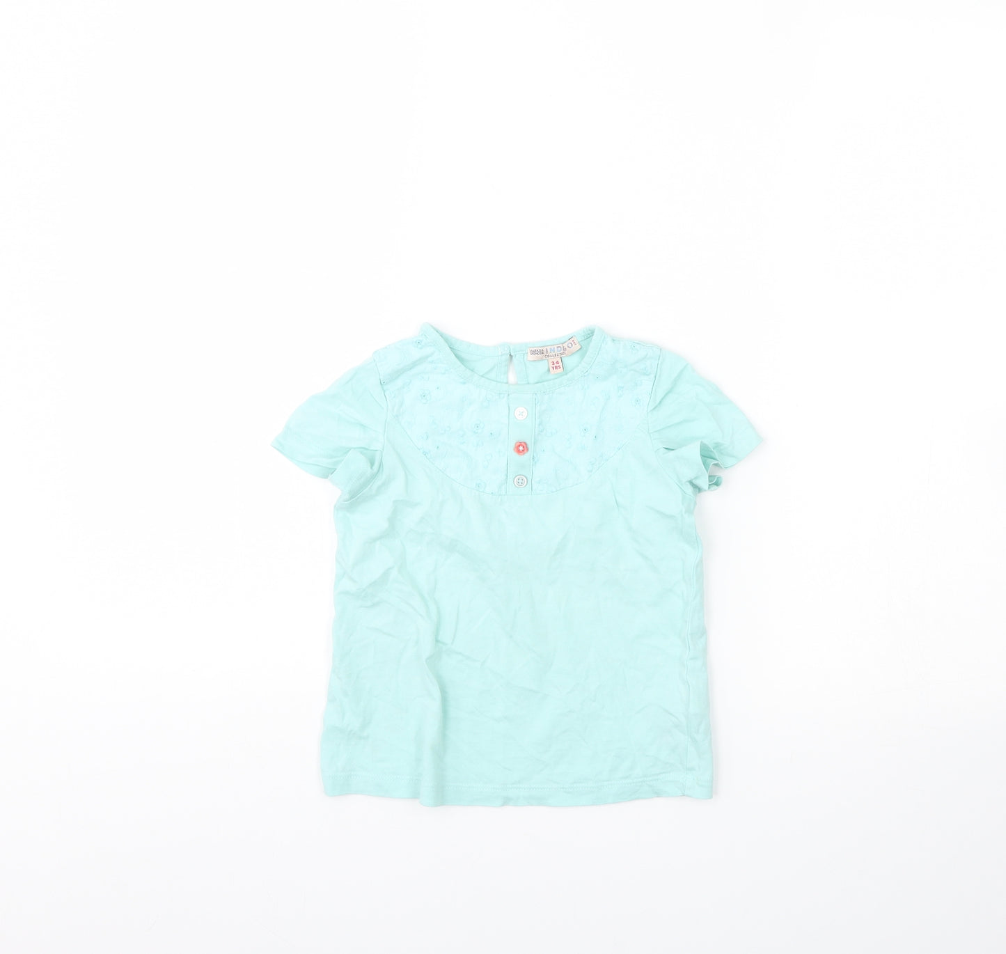 m&s Girls Green   Basic T-Shirt Size 3 Years