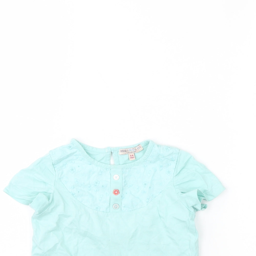 m&s Girls Green   Basic T-Shirt Size 3 Years