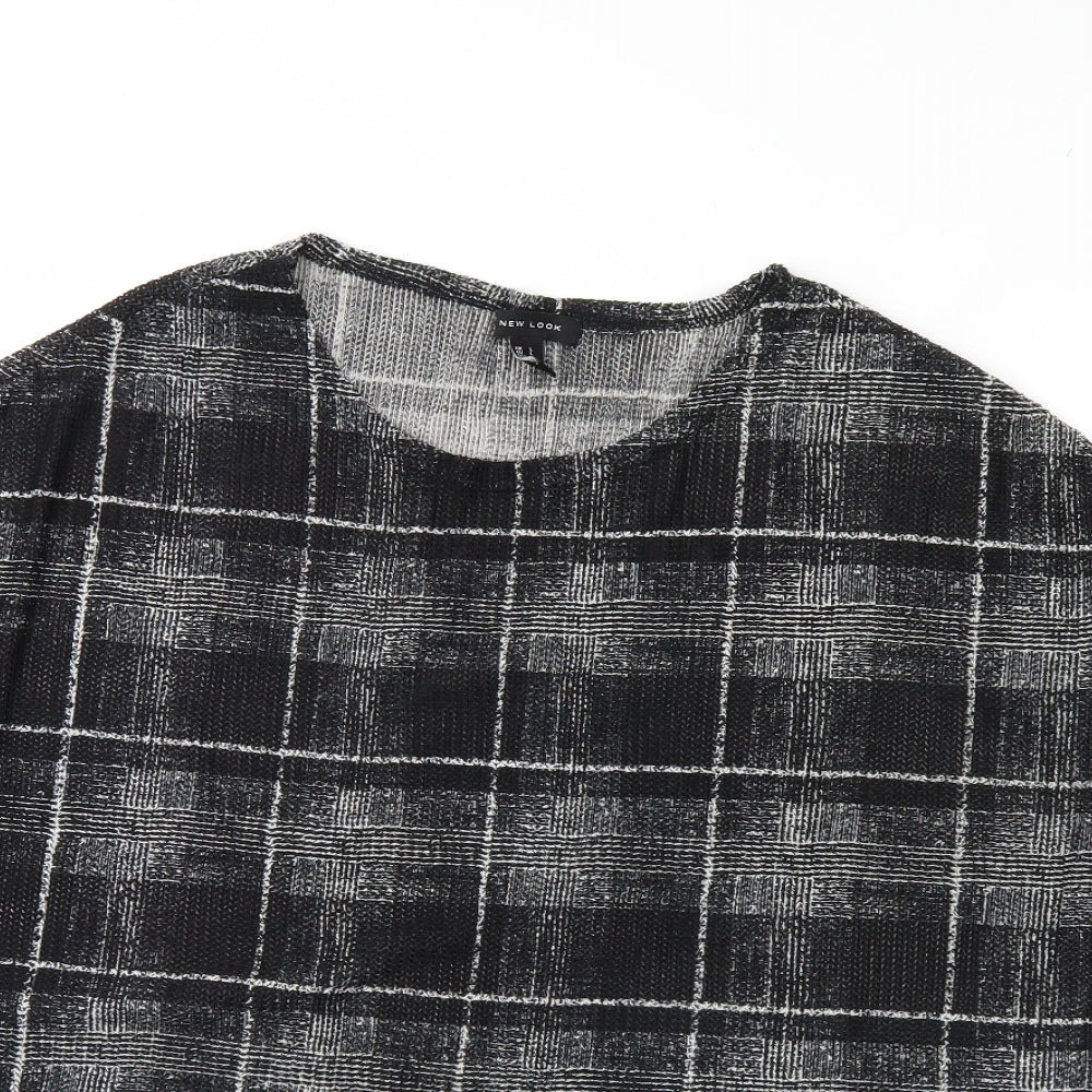 New Look Womens Black Check  Basic Blouse Size L