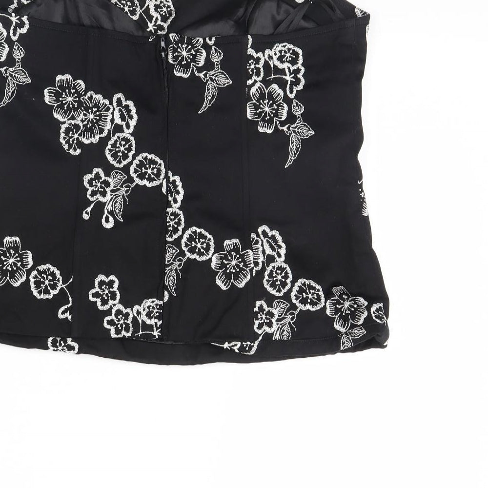 NEXT Womens Black Floral  Basic Tank Size 16