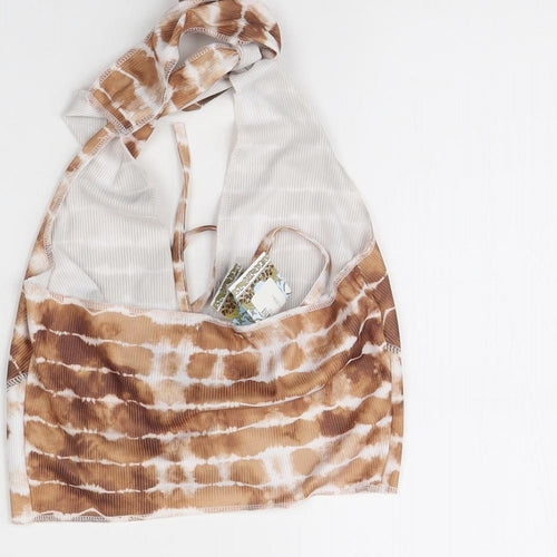 Boohoo Womens Brown Striped  Cropped Tank Size 10