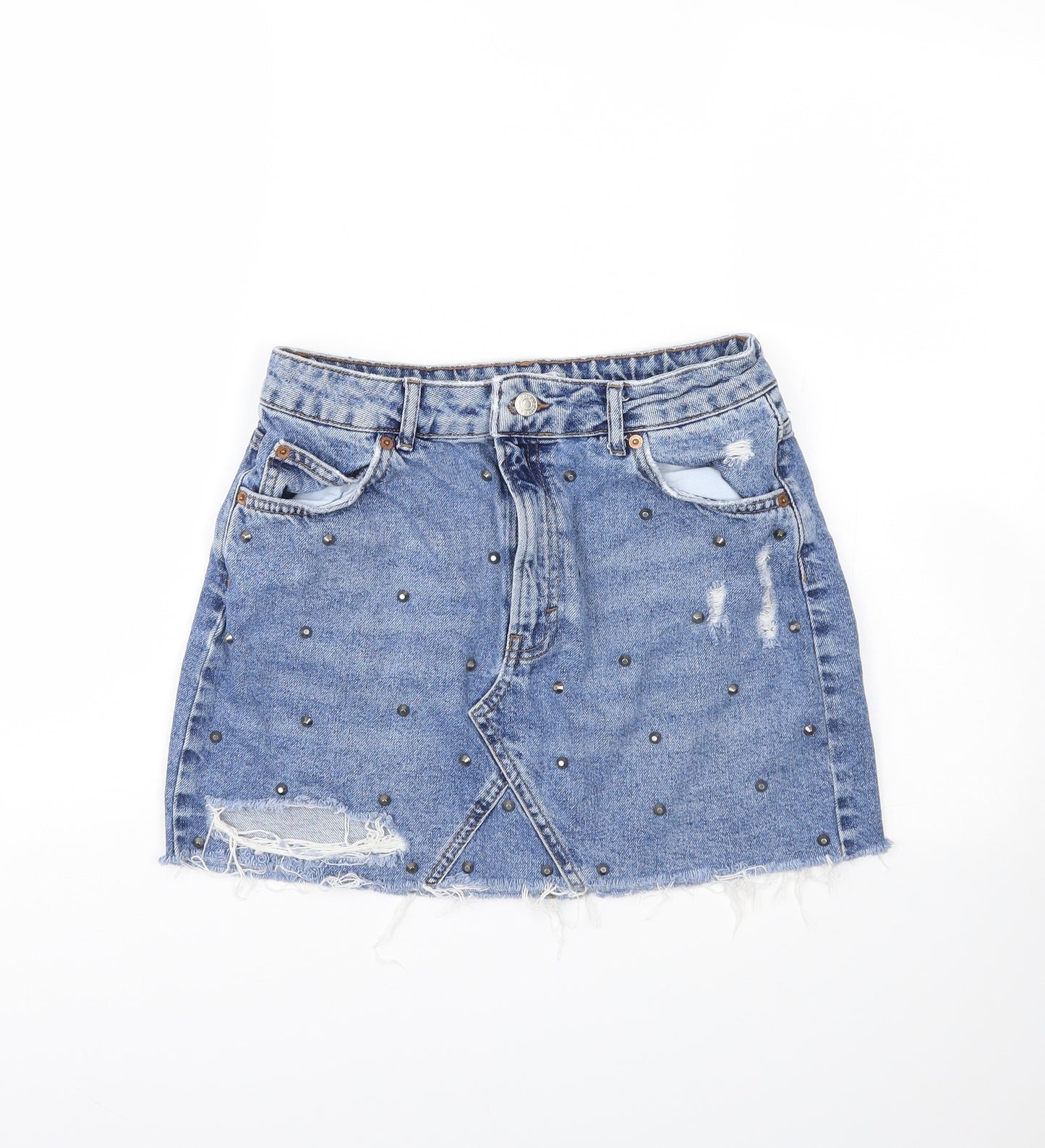 Topshop Womens Blue  Denim Mini Skirt Size 10