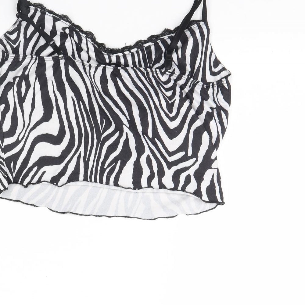 Shein  Womens Black Animal Print  Basic Tank Size M