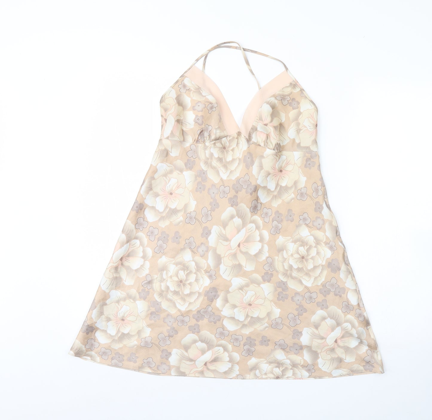 m&s Womens Beige Floral  Cami Dress Size 12