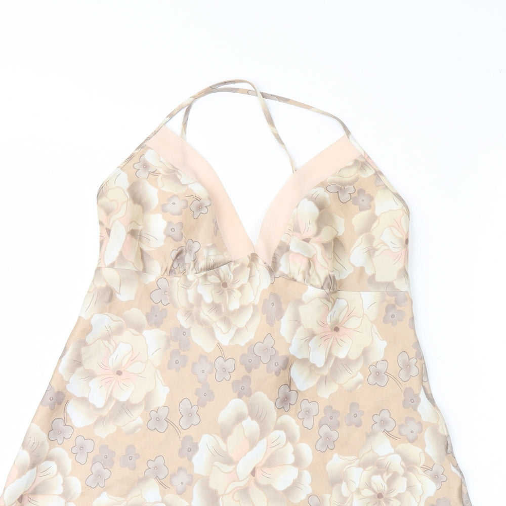 m&s Womens Beige Floral  Cami Dress Size 12