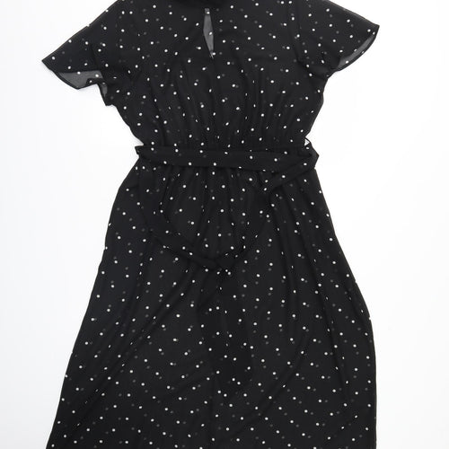 Dorothy Perkins Womens Black Polka Dot  Fit & Flare  Size 14