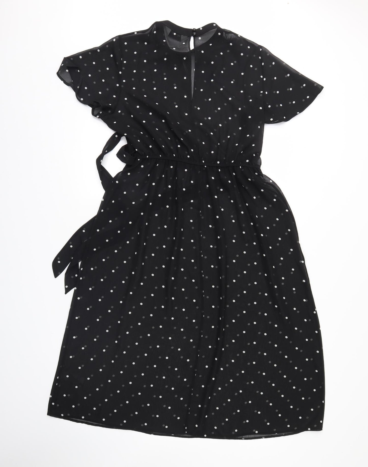 Dorothy Perkins Womens Black Polka Dot  Fit & Flare  Size 14
