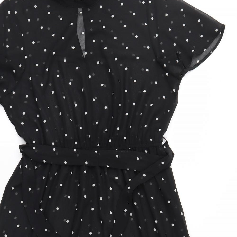 Dorothy Perkins Womens Black Polka Dot  Fit & Flare  Size 14