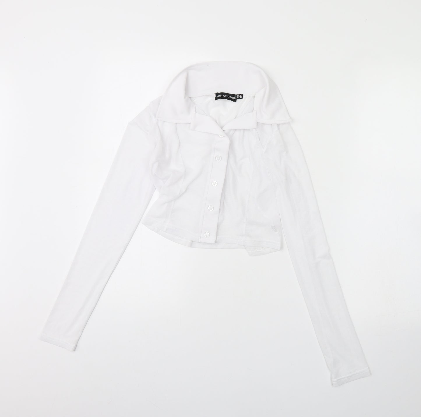 PRETTYLITTLETHING Womens White   Basic Button-Up Size 8
