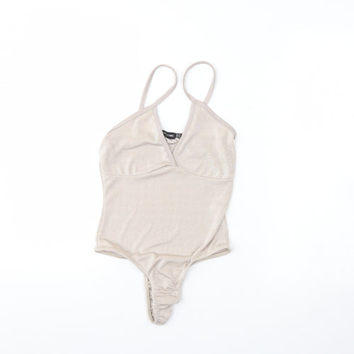 PRETTYLITTLETHING Womens Beige   Bodysuit One-Piece Size 10