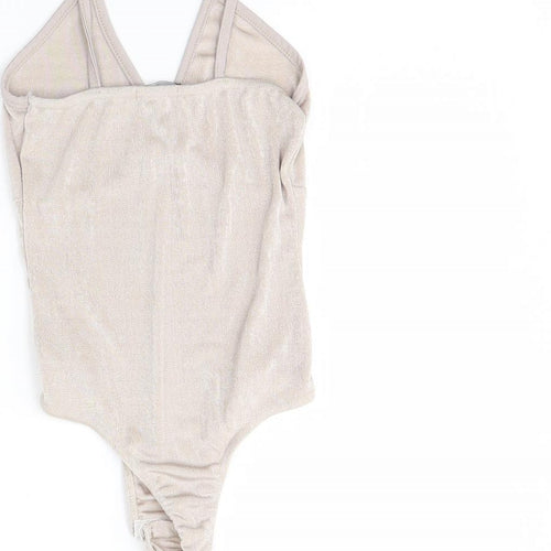 PRETTYLITTLETHING Womens Beige   Bodysuit One-Piece Size 10