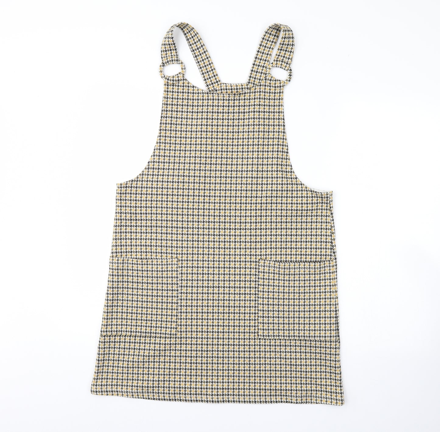 New Look Womens Yellow Herringbone  Pinafore/Dungaree Dress  Size 14