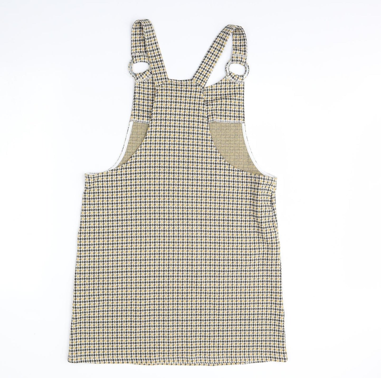 New Look Womens Yellow Herringbone  Pinafore/Dungaree Dress  Size 14