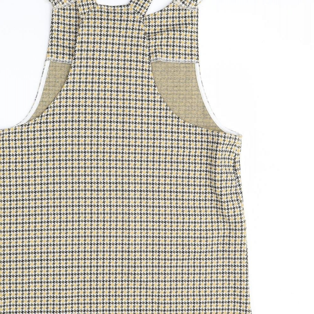 New Look Womens Yellow Herringbone  Pinafore/Dungaree Dress  Size 14