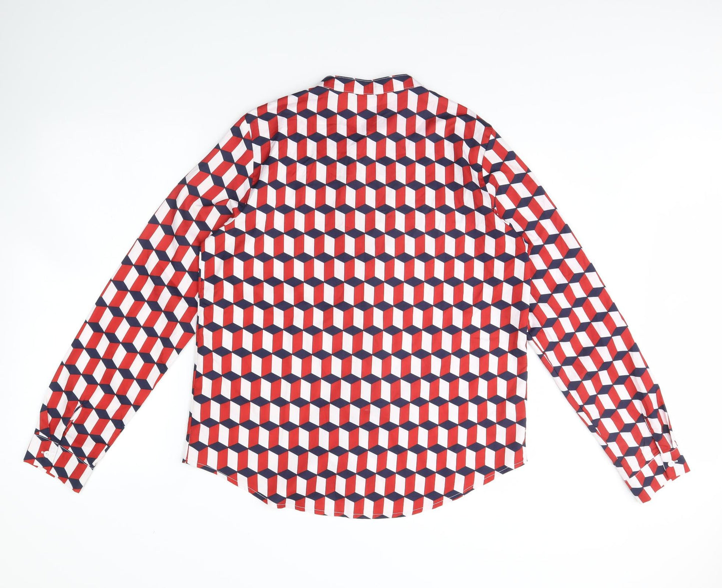 Shein  Womens Red Herringbone  Basic Button-Up Size XL