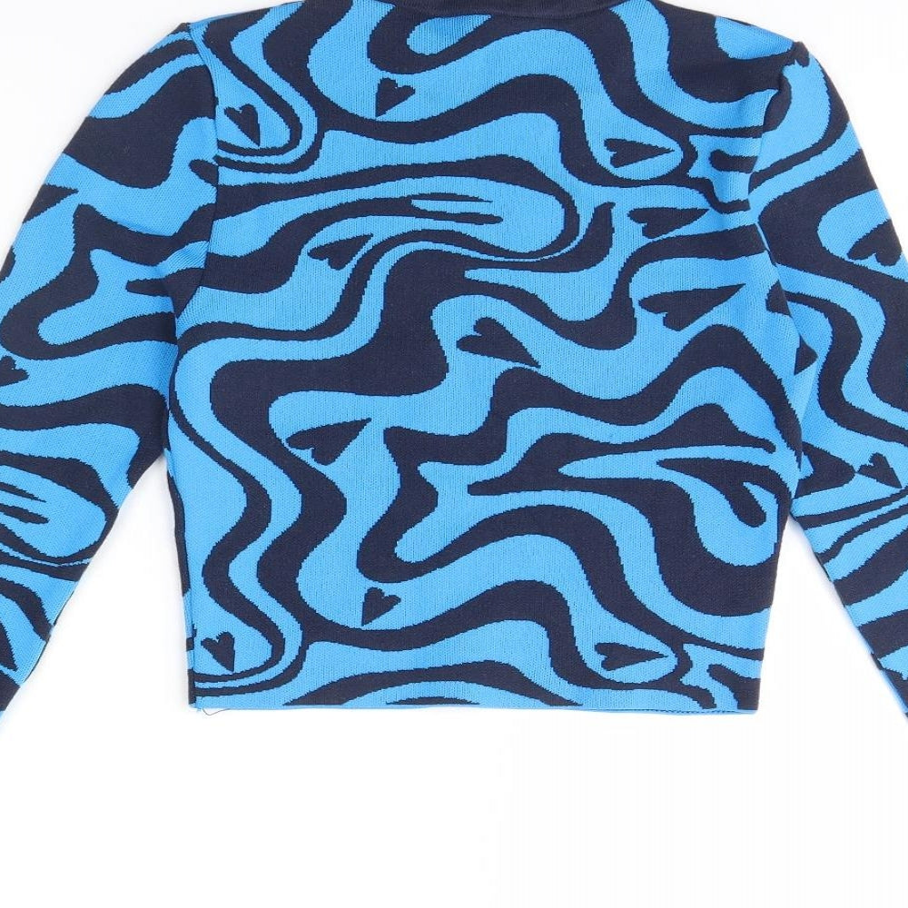 Zara Womens Blue Geometric  Pullover Jumper Size S