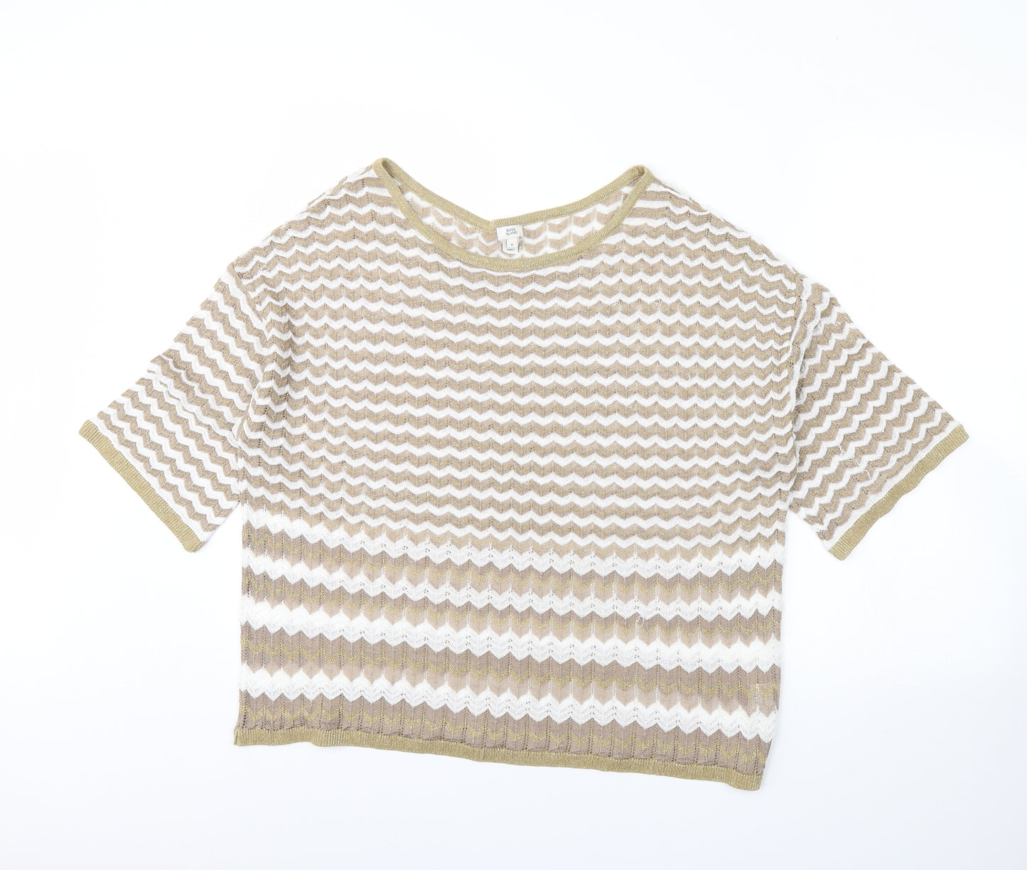 River Island Womens Beige Striped  Basic Blouse Size 10