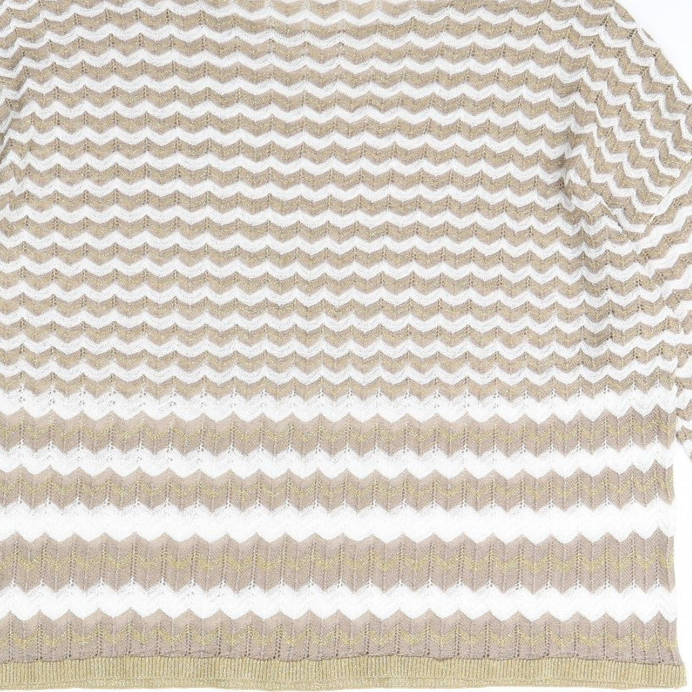 River Island Womens Beige Striped  Basic Blouse Size 10
