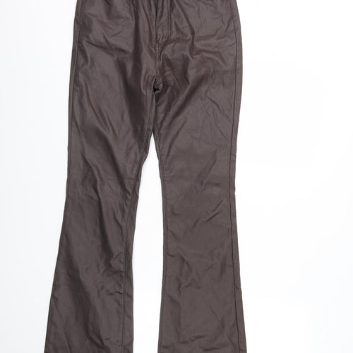 PRETTYLITTLETHING Womens Brown   Trousers  Size 12 L33 in